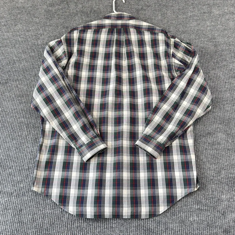 Ralph Lauren Shirt Mens Large Green Blue Plaid Blaire Button Down Cotton